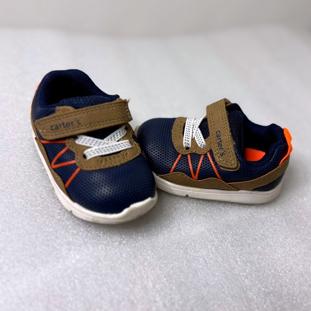 Carters Every Step Navy Blue Orange Brown Sneakers Shoes 2.5M KIT-BP/EF22A01H